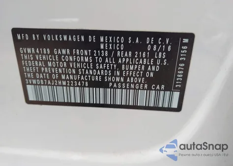 2017 Volkswagen Jetta 1.4T Se from USA, damaged, VIN 3VWDB7AJ2HM223478